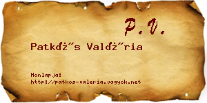 Patkós Valéria névjegykártya